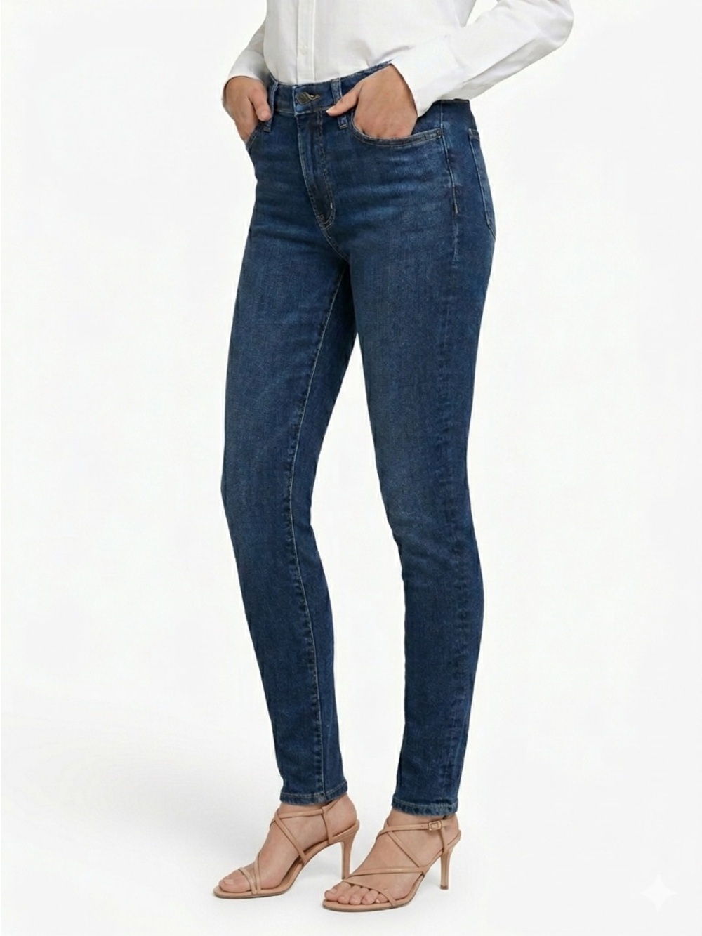 EDWIN Pixie Mid Rise Skinny Jeans Colton Wash Denim Blue Size 27